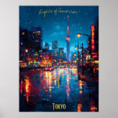 Neon Dreams of Tokyo - Shimmering City Reflections Poster (Voorkant)