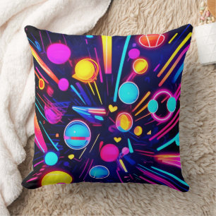 Neon Dreams - Psychedelische vormen en kleuren Kussen
