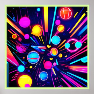Neon Dreams - Psychedelische vormen en kleuren Poster