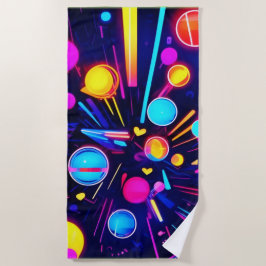 Neon Dreams - Psychedelische vormen en kleuren Strandlaken