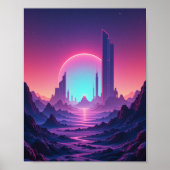 Neon Dreams: Retro Futurisme Muurkunst Poster (Voorkant)