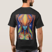 Neon Dreams: Surreal Dali Universe Art T-shirt (Achterkant)