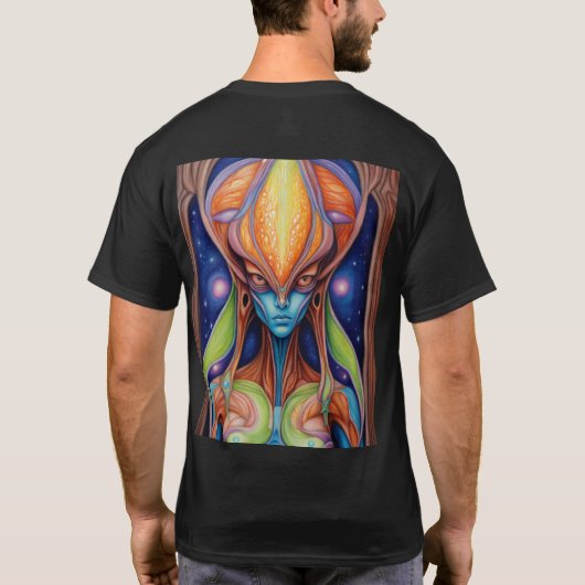 Neon Dreams: Surreal Dali Universe Art T-shirt (Achterkant)