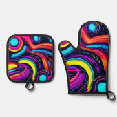 Neon Dreamscape Art Ovenwant & Pannenlap Set (Voorkant)