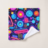 Neon Dreamscape: een levendige Abstracte kunst Bad Handdoek (Wasdoekje)