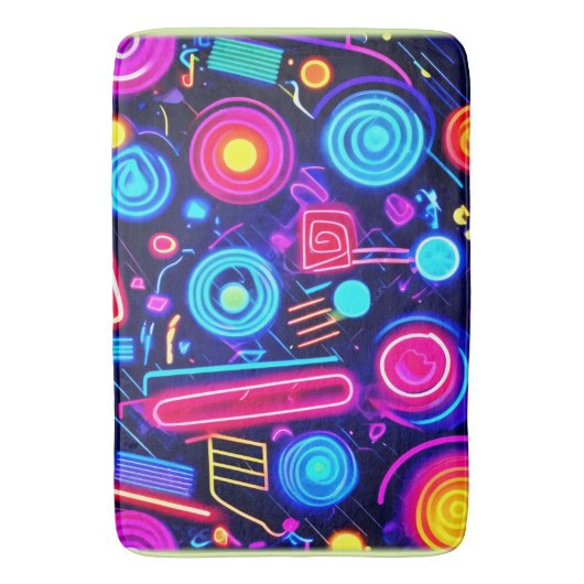 Neon Dreamscape: een levendige Abstracte kunst Badmat (Voorkant Verticaal)