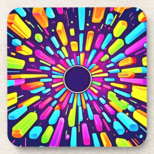 Neon Dreamscape: een psychedelische reis Bier Onderzetter