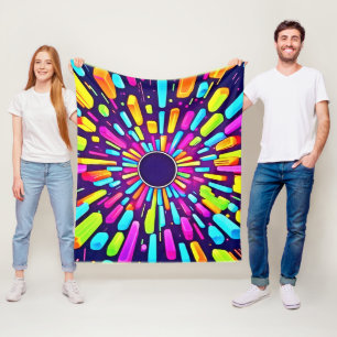 Neon Dreamscape: een psychedelische reis Fleece Deken