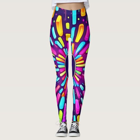 Neon Dreamscape: een psychedelische reis Leggings (Voorkant)