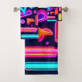 Neon Dreamscape Symphony Bad Handdoek