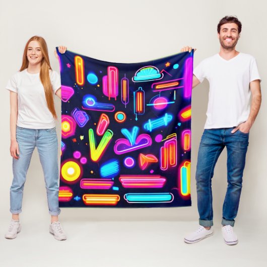 Neon Dreamscape Symphony Fleece Deken (In situ)