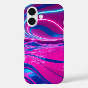 Neon Dreamwave Electric Roze & Blauw Abstract iPhone 16 Hoesje