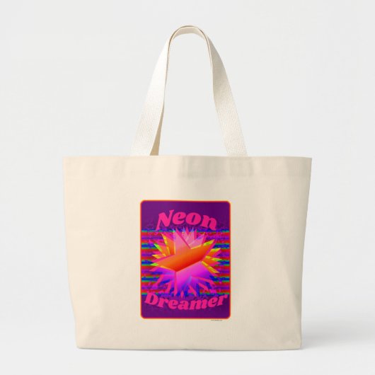Neon Dreamweaver Epic Retro Wild Design Grote Tote Bag (Voorkant)