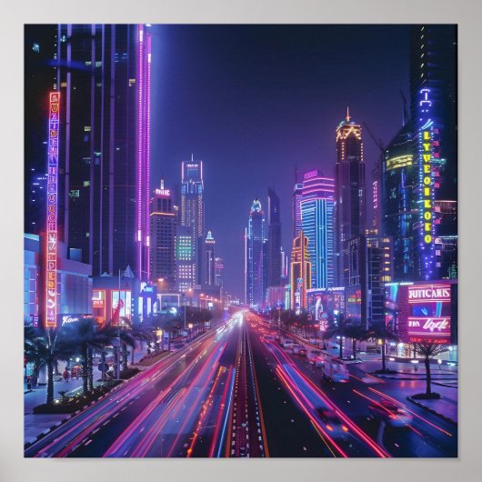Neon Drenched Dubai Poster (Voorkant)