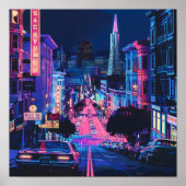 Neon Drenched San Francisco Poster (Voorkant)