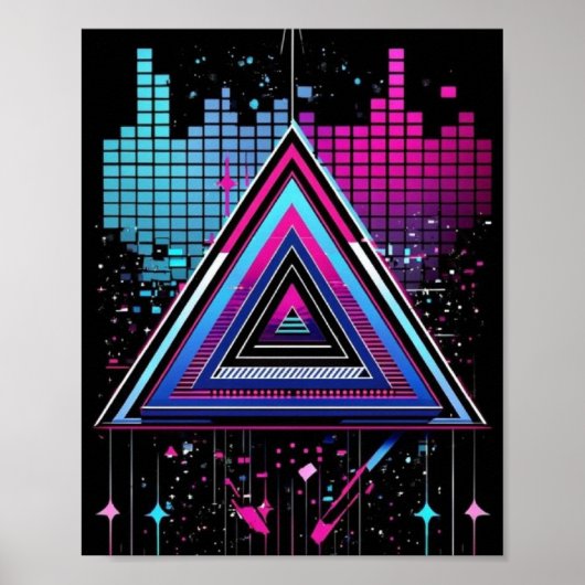 Neon Driehoek Abstract Poster (Voorkant)