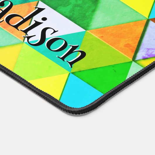 Neon driehoek retro geometriepatroon Monogram Bureaumat (Hoek)