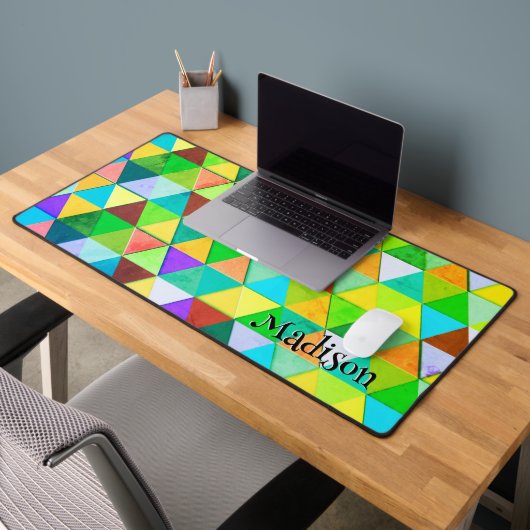 Neon driehoek retro geometriepatroon Monogram Bureaumat (Kantoor 2)