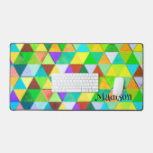 Neon driehoek retro geometriepatroon Monogram Bureaumat (Keyboard & Muis)