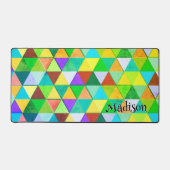 Neon driehoek retro geometriepatroon Monogram Bureaumat (Voorkant)