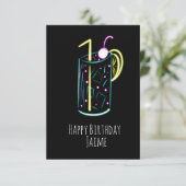 Neon Drink Birthday Party Black Kaart (Staand voorkant)