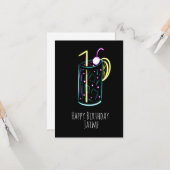 Neon Drink Birthday Party Black Kaart (Voorkant / Achterkant in situ)