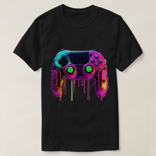 Neon Drip Game Controller T-Shirt (Design voorkant)