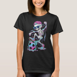 Neon Drip Skelet Voetbalspeler Graffiti Straat S T-shirt