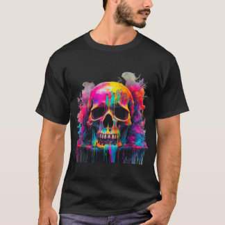 Neon Drip Skull Heren Basic T-Shirt