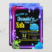 Neon Drip Slime Birthday Party Invitation Kids Kaart (Voorkant / Achterkant)