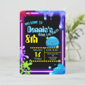 Neon Drip Slime Birthday Party Invitation Kids Kaart (Staand voorkant)
