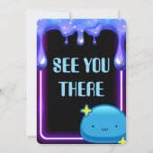 Neon Drip Slime Birthday Party Invitation Kids Kaart (Achterkant)