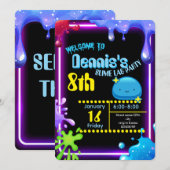 Neon Drip Slime Verjaardagsfeest Uitnodiging Kinde (Voorkant / Achterkant)