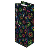 Neon Dripping Heart en Daisy Gift Bag Wijn Cadeautas (Achterkant Gekanteld)
