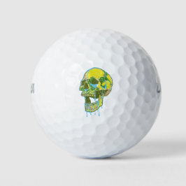 Neon Dripping Skull Illustration – Bold Grunge Art Golfballen