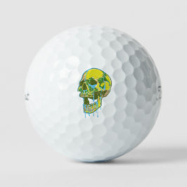 Neon Dripping Skull Illustration – Bold Grunge Art Golfballen