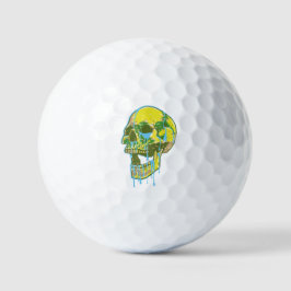 Neon Dripping Skull Illustration – Bold Grunge Art Golfballen