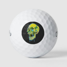 Neon Dripping Skull Illustration – Bold Grunge Art Golfballen