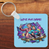 Neon Drive Keychain: Mother & Son Skate Gift Sleutelhanger (Voorkant)