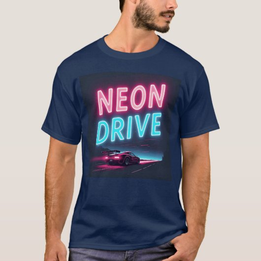 Neon Drive Retro Synthwave Design T-shirt (Voorkant)