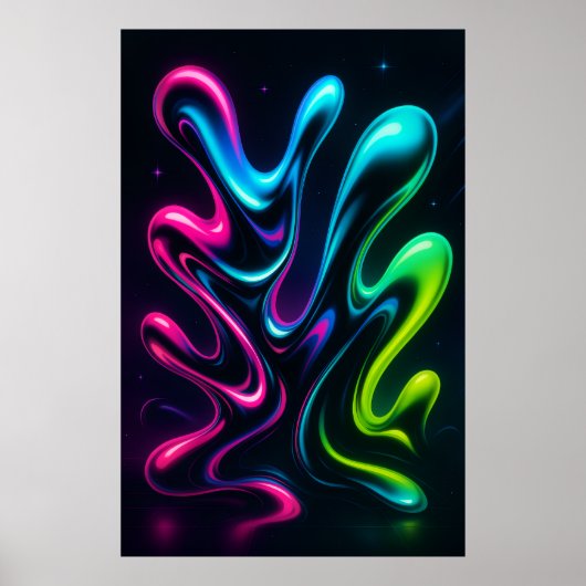 Neon Dromen II Abstract Canvas | Chroom Wanddecora Poster (Voorkant)