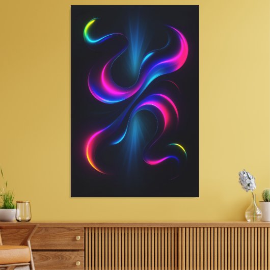 Neon Dromen III Metaal Wand Kunst | Modern Abstrac Canvas Afdruk (Insitu (Woonkamer))