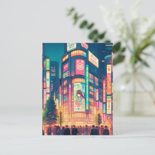 Neon Dromen van Shibuya Briefkaart (Staand voorkant)