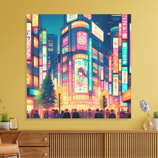 Neon Dromen van Shibuya Canvas Afdruk (Insitu (Woonkamer))