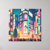 Neon Dromen van Shibuya Canvas Afdruk (Voorkant)
