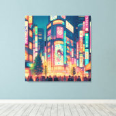 Neon Dromen van Shibuya Canvas Afdruk (Insitu (Houten vloer))