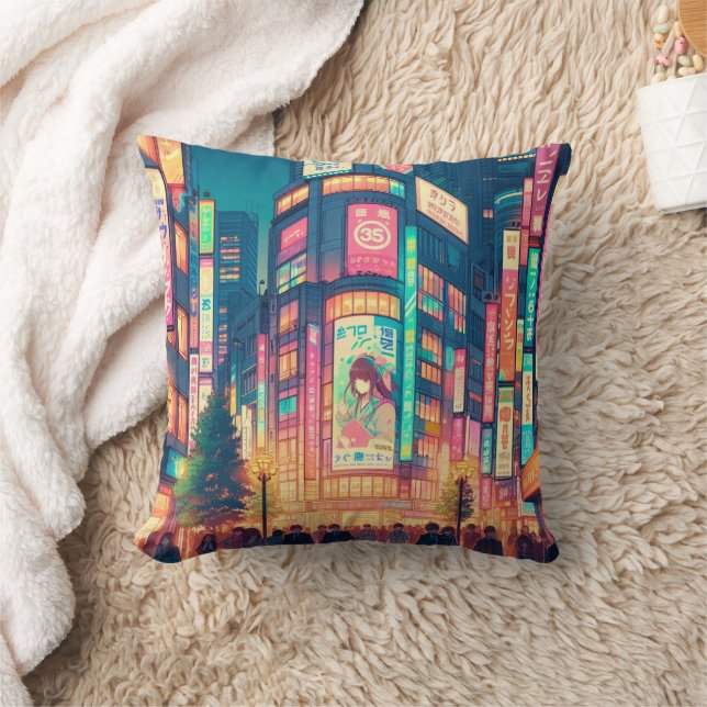 Neon Dromen van Shibuya Kussen (Deken)