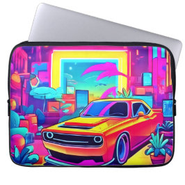 Neon Droom Auto Ontsnapping Laptop Sleeve