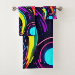 Neon Droomlandschap Kunst Bad Handdoek