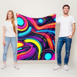 Neon Droomlandschap Kunst Fleece Deken